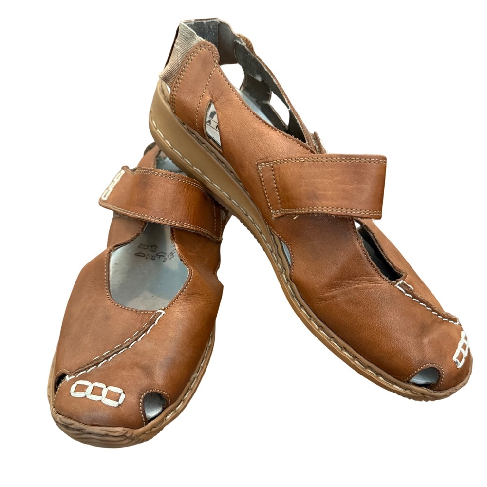 Rieker‎ Antistress Womens Brown Leather Closed Toe Huarache Sandals Size 38 EU
